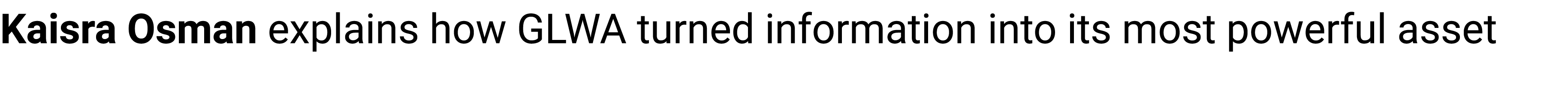 Kaisra Osman explains how GLWA turned information into its most powerful asset