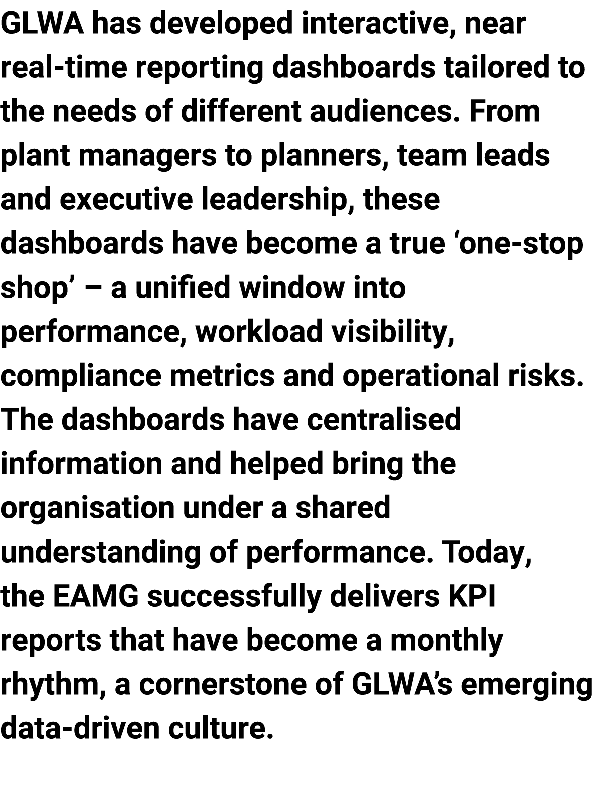 GLWA has developed interactive, near real time reporting dashboards tailored to the needs of different audiences. Fro...
