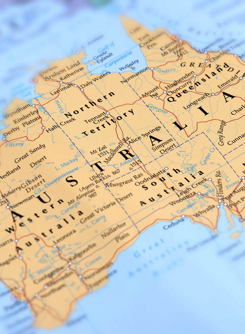 Map of Australia. Selective Focus. 