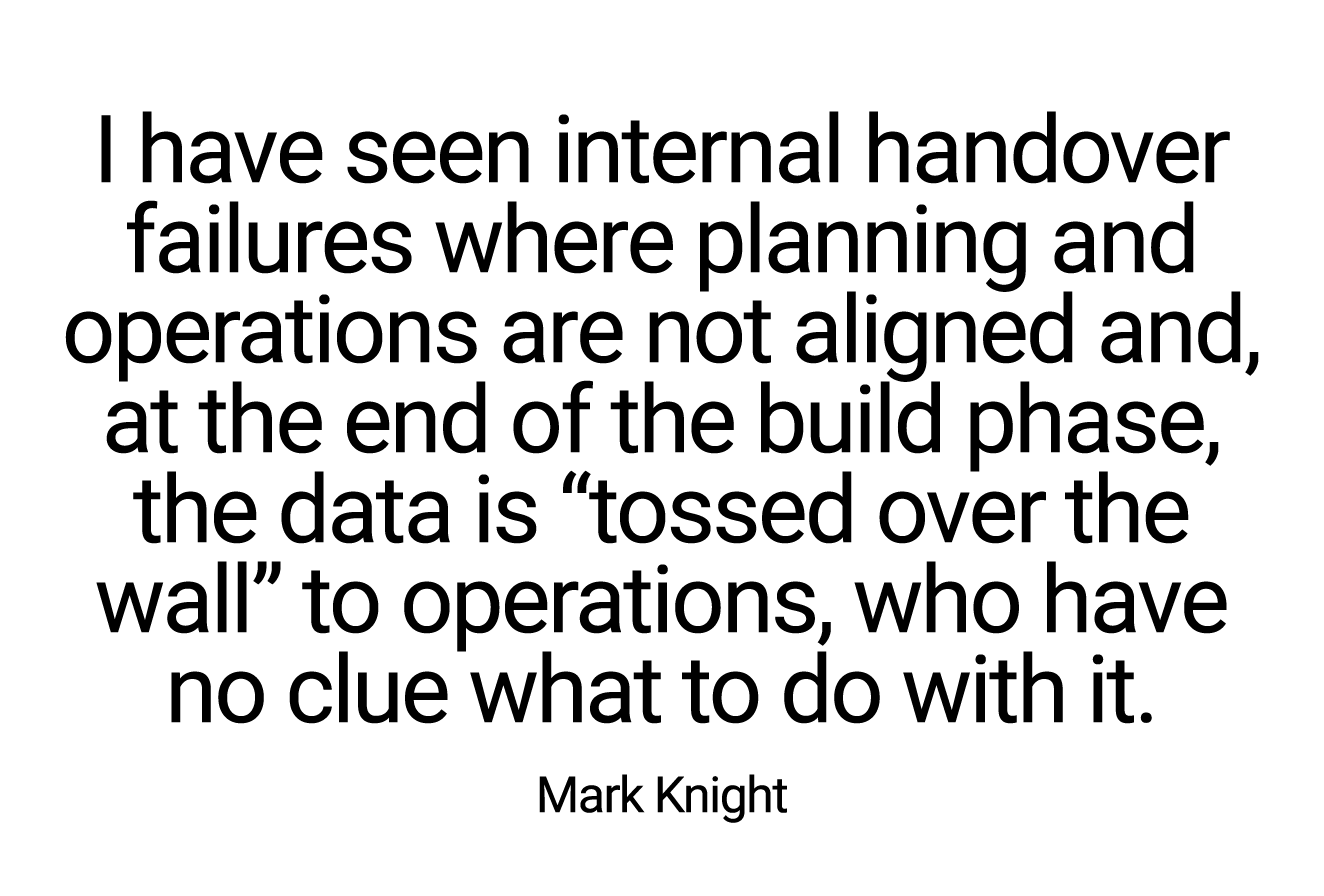 I have seen ﻿internal handover failures where planning and operations are not aligned and, at the end of the build ph...