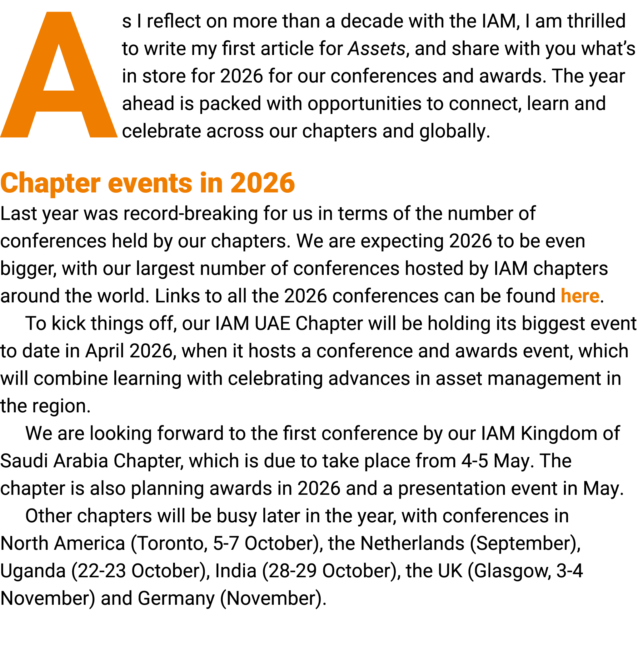 As I reflect on more than a decade with the IAM, I am thrilled to write my first article for Assets, and share with y...