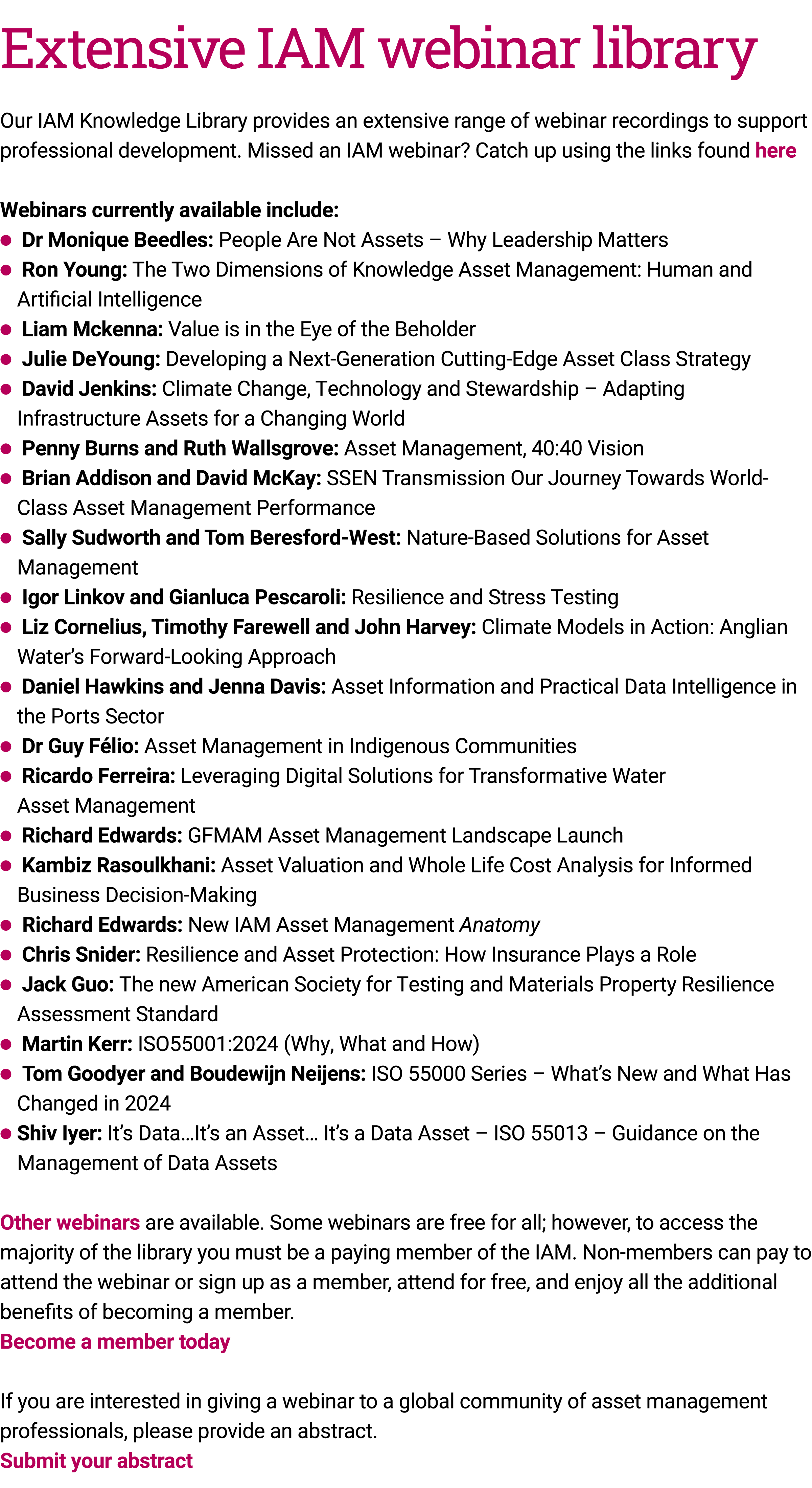 Extensive IAM webinar library Our IAM Knowledge Library provides an extensive range of webinar recordings to support ...