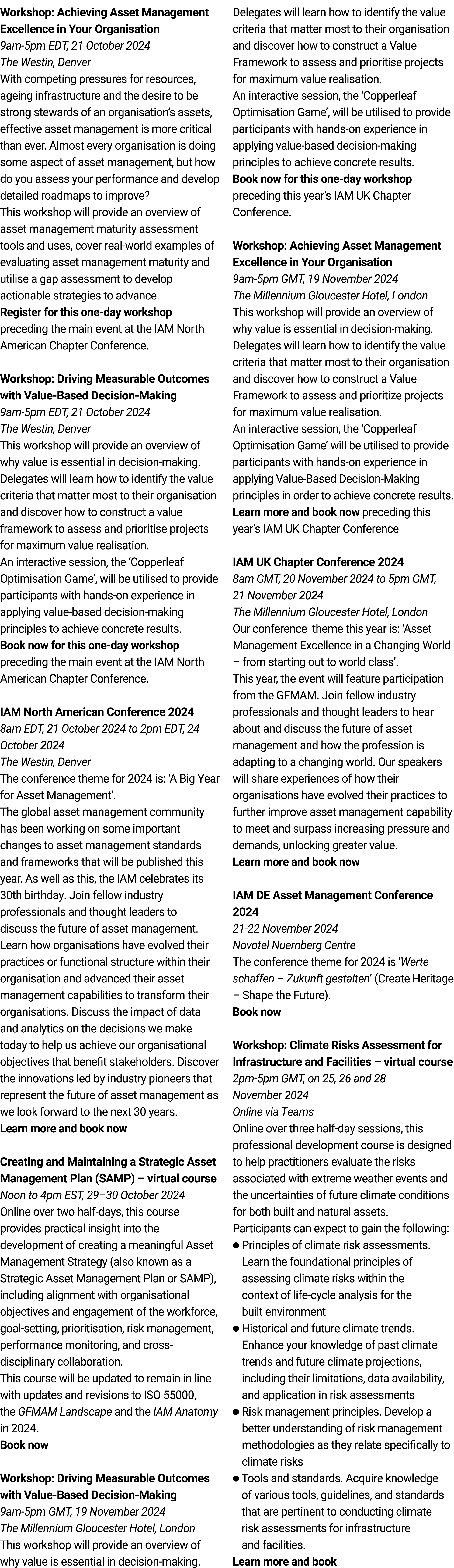 Workshop: Achieving Asset Management Excellence in Your Organisation 9am-5pm EDT, 21 October 2024 The Westin, Denver ...