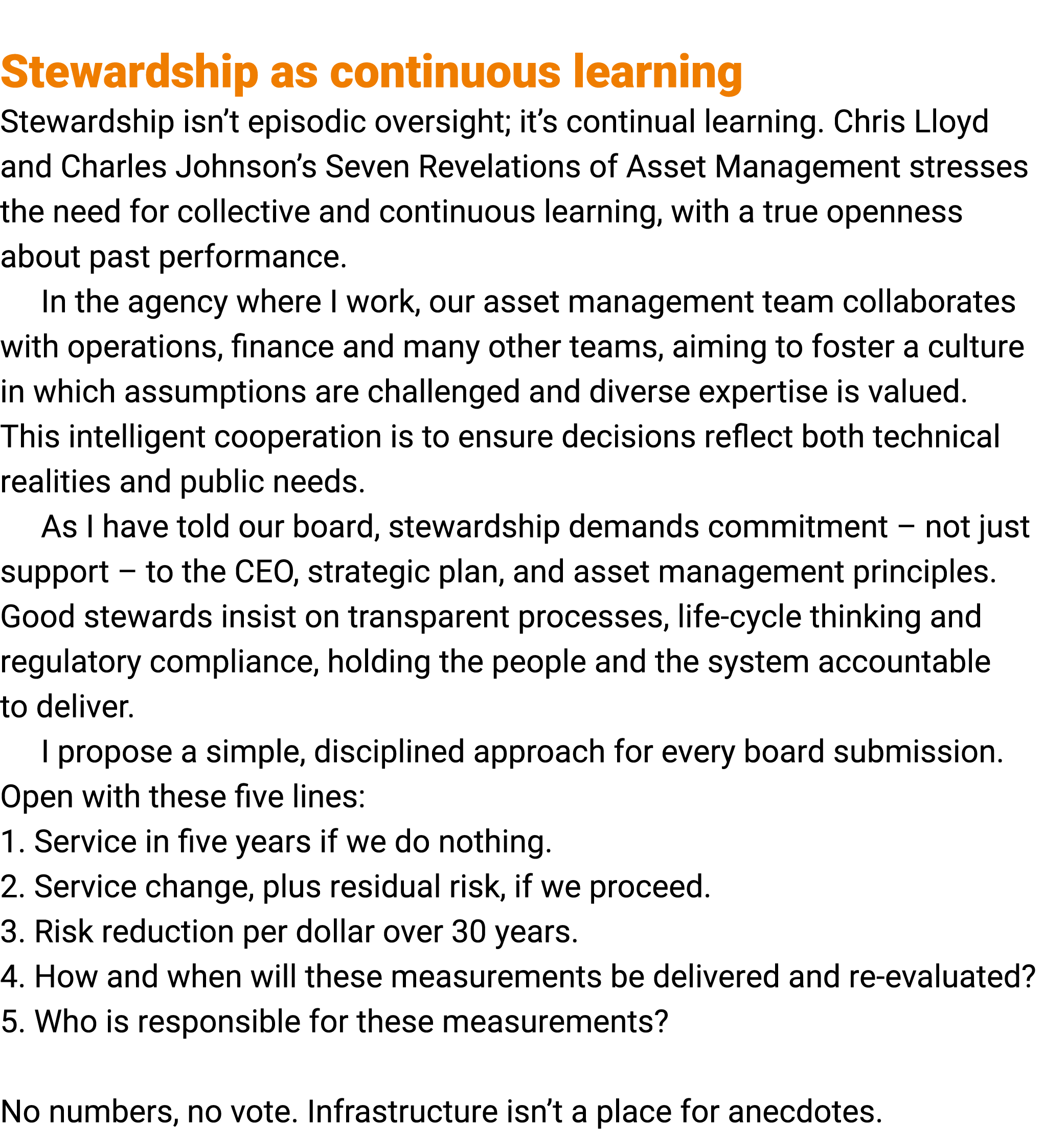  Stewardship as continuous learning Stewardship isn’t episodic oversight; it’s continual learning. Chris Lloyd and Ch...