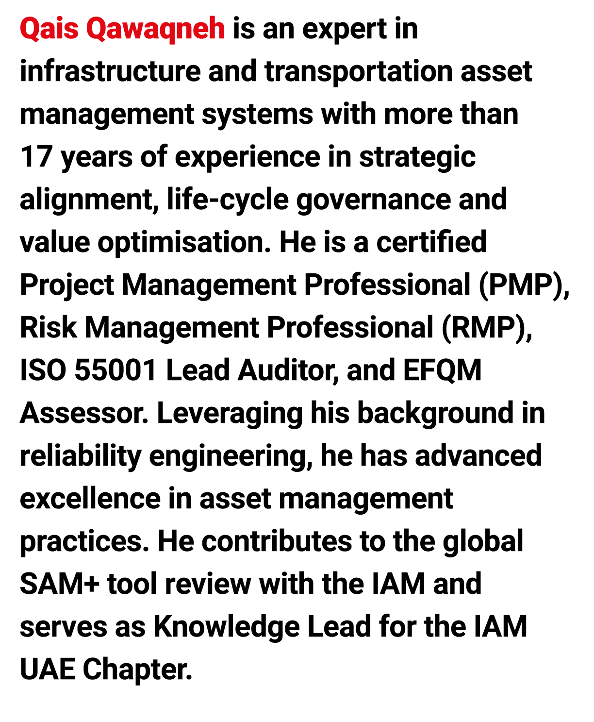 Qais Qawaqneh is an expert in infrastructure and transportation asset management systems with more than 17 years of e...