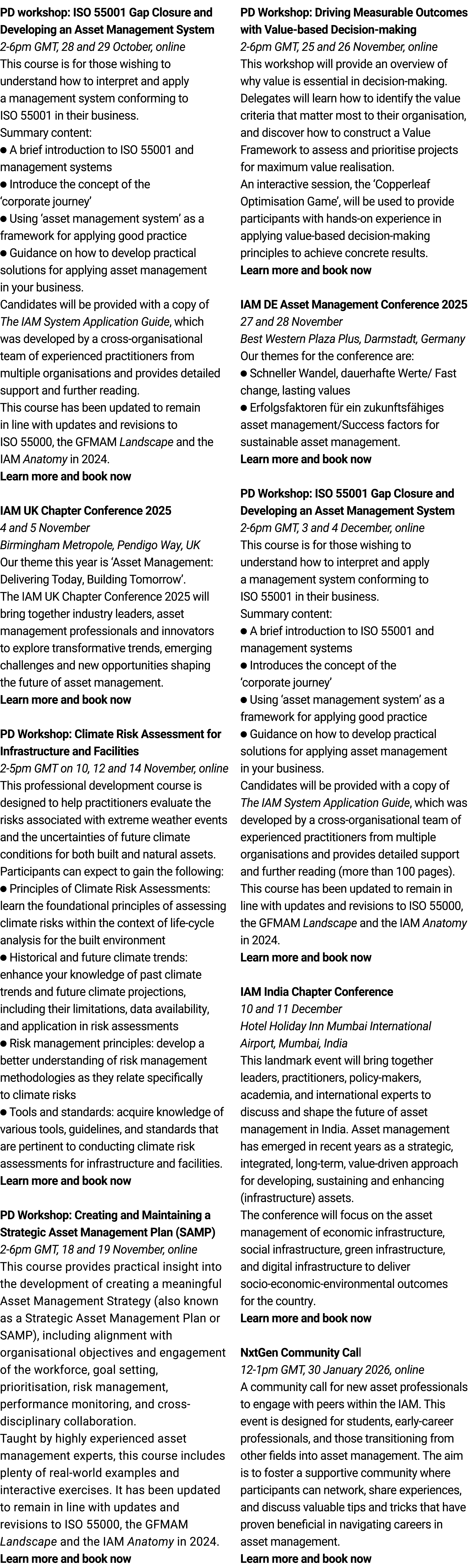PD workshop: ISO 55001 Gap Closure and Developing an Asset Management System 2 6pm GMT, 28 and 29 October, online Thi...