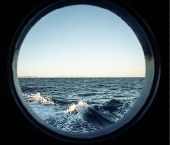 View on a rough sea, with waves of the open ocean from a boat. Dramatic landscapes of the Atlantic Ocean.