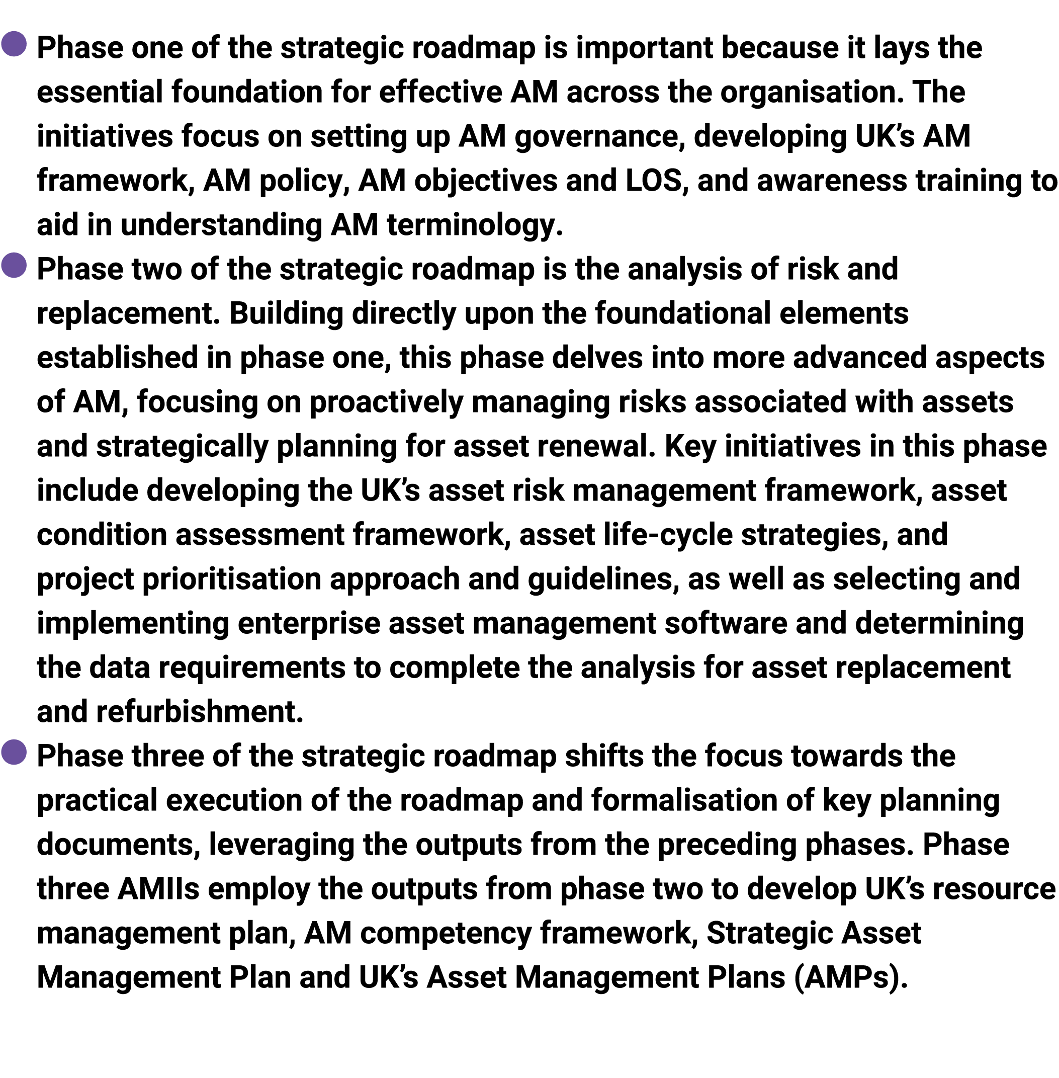 ● Phase one of the strategic roadmap is important because it ﻿lay﻿s the essential foundation for effective AM across ...