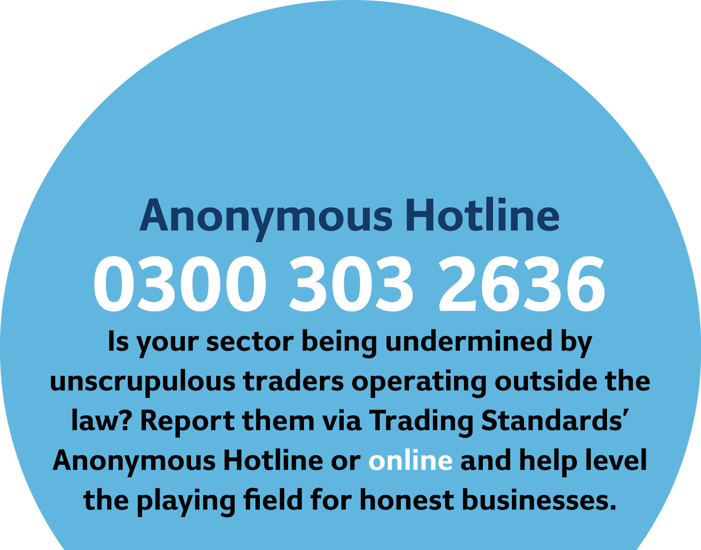  Anonymous Hotline 0300 303 2636 Is your sector being undermined by unscrupulous traders operating outside the law? R...